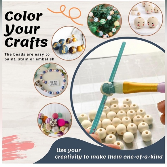 500 Wooden Beads for Crafting 7 Sizes 8MM - 20MM - Picture 4 of 6